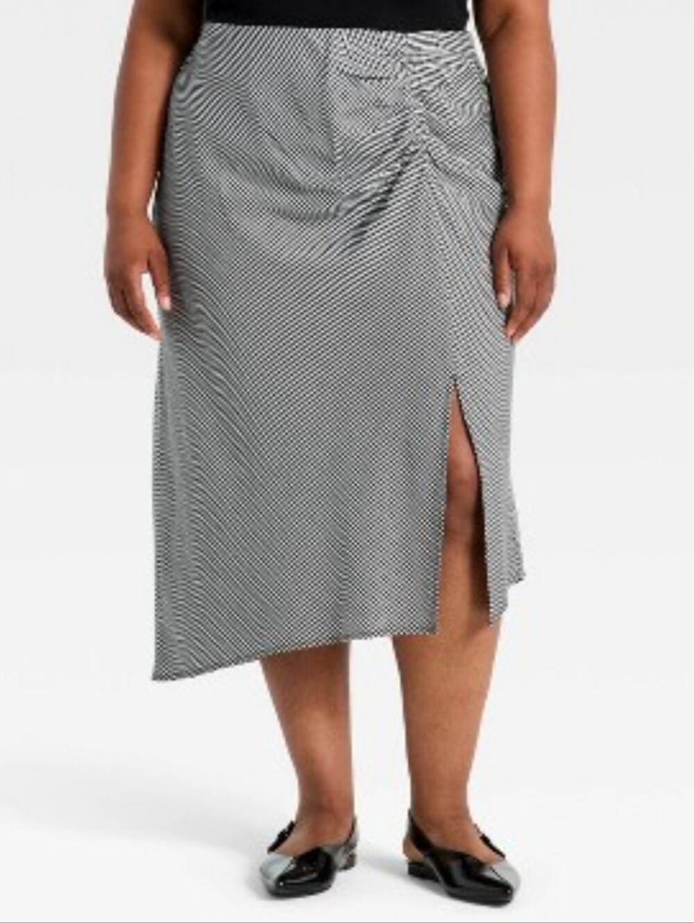 New A New Day Black and White Houndstooth Midi Skirt 1X